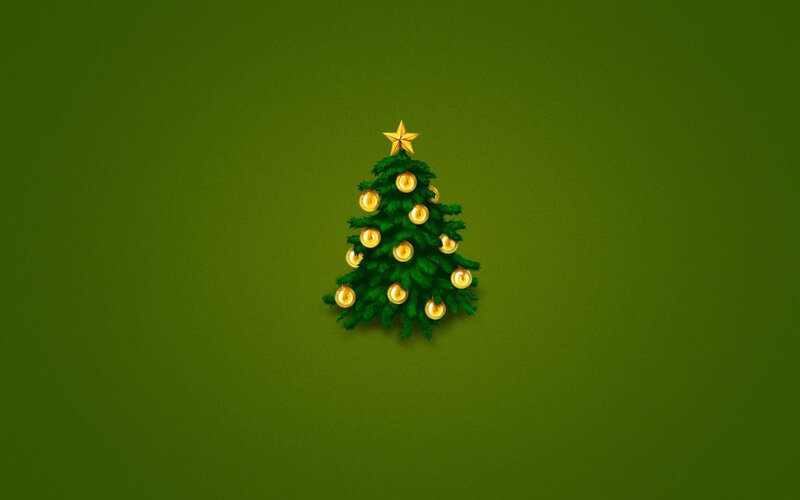 Christmas tree on green
