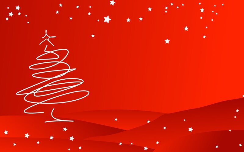 Christmas tree on red background