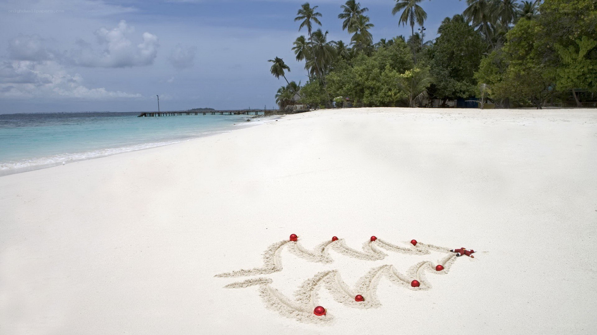 Christmas tree on tropical beach