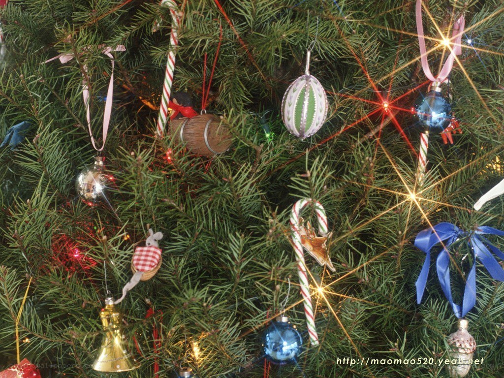 Christmas tree ornaments close-up