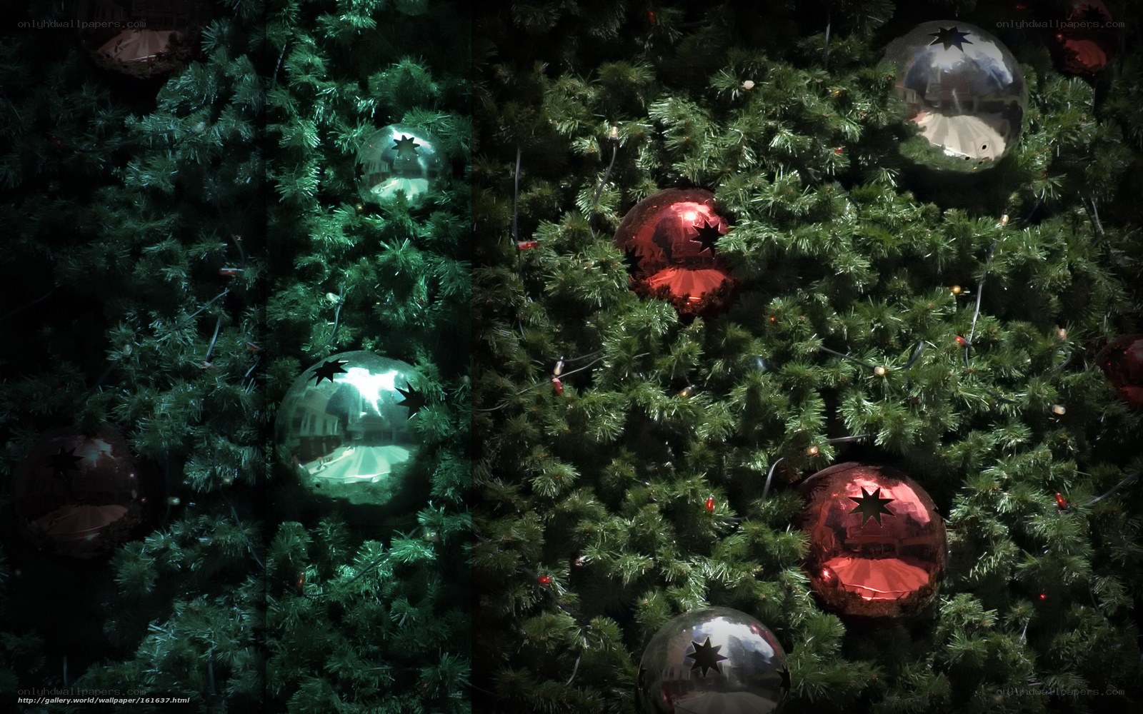 Christmas tree ornaments close-up