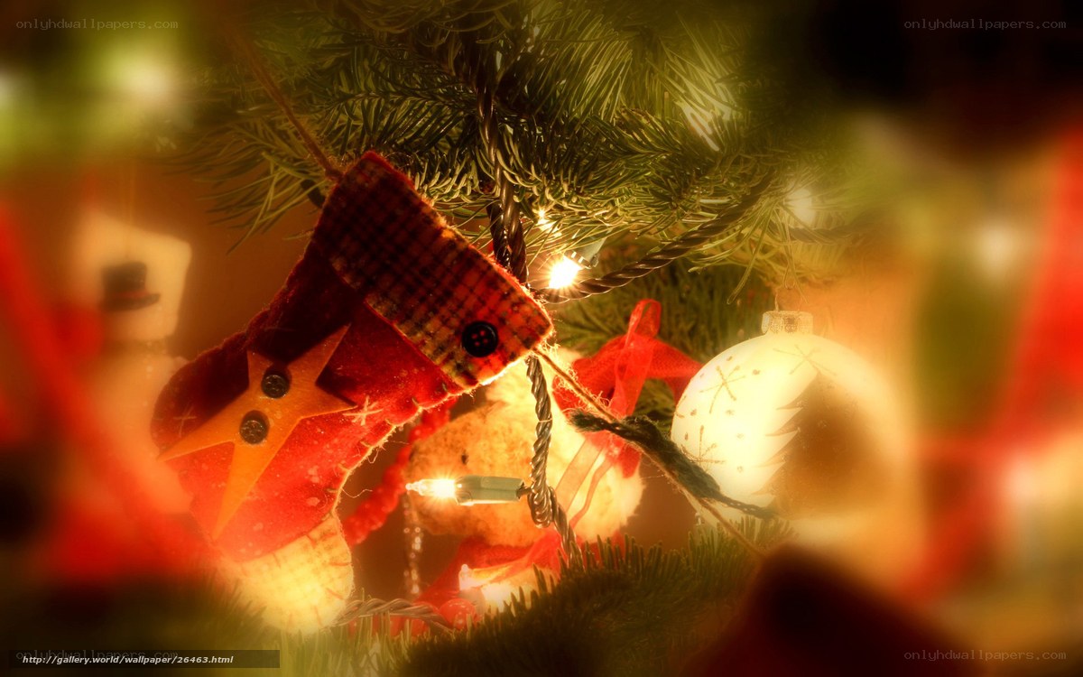 Christmas tree ornaments close-up