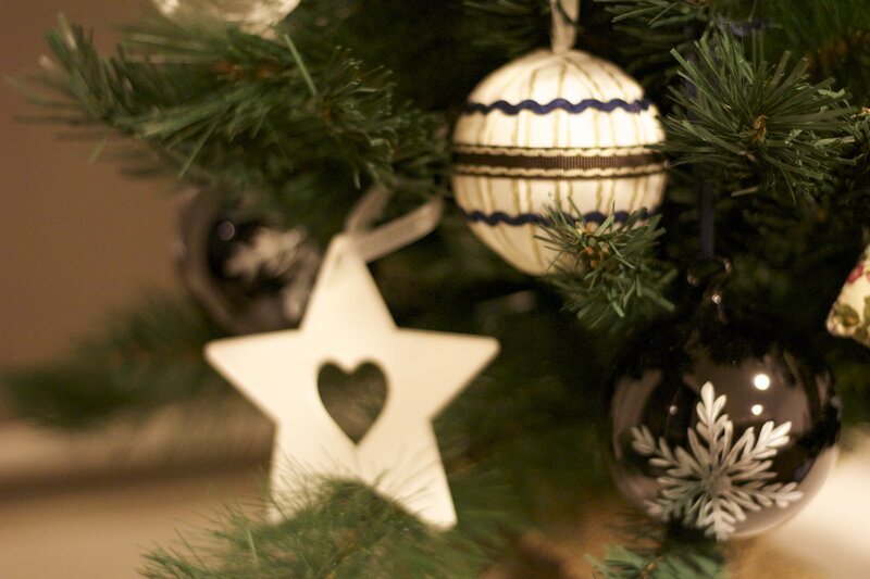 Christmas Tree Ornaments — Green, Festive, Winter, Photograph, Star Ornament
