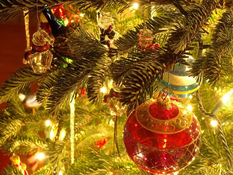 Christmas Tree Ornaments — Green, Festive, Winter, Photograph