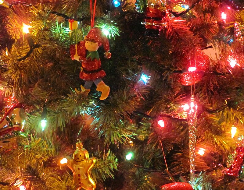 Christmas Tree Ornaments — Red, Festive, Night
