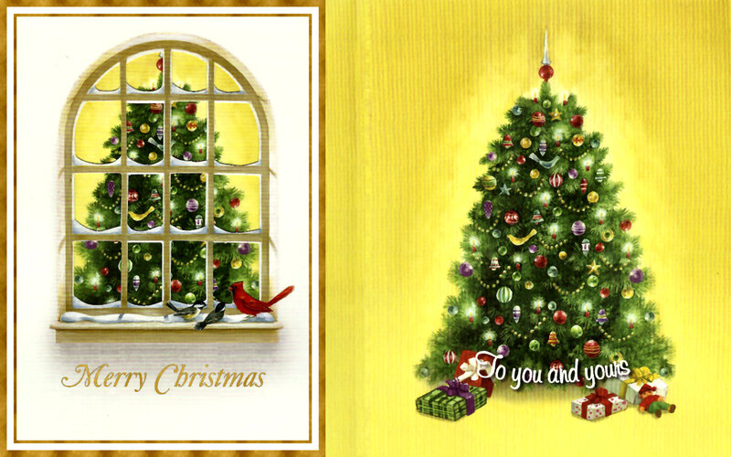 Christmas Tree Through Window — Green