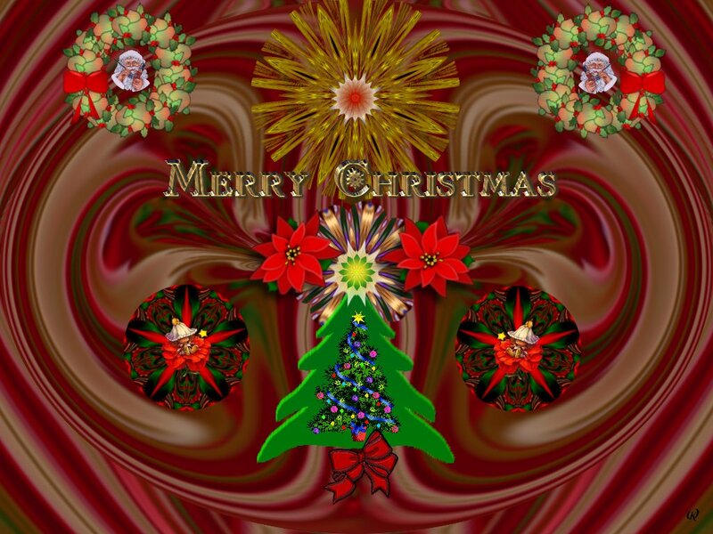 Christmas Tree with Decorations — Red, Festive