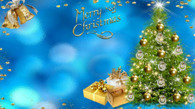 Christmas Tree with Gifts — Blue, Festive