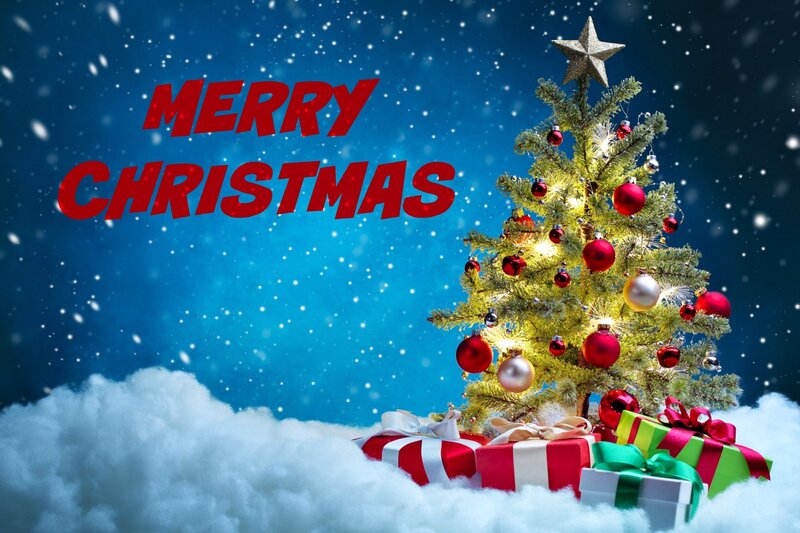 Christmas Tree with Gifts — Blue, Festive, Winter
