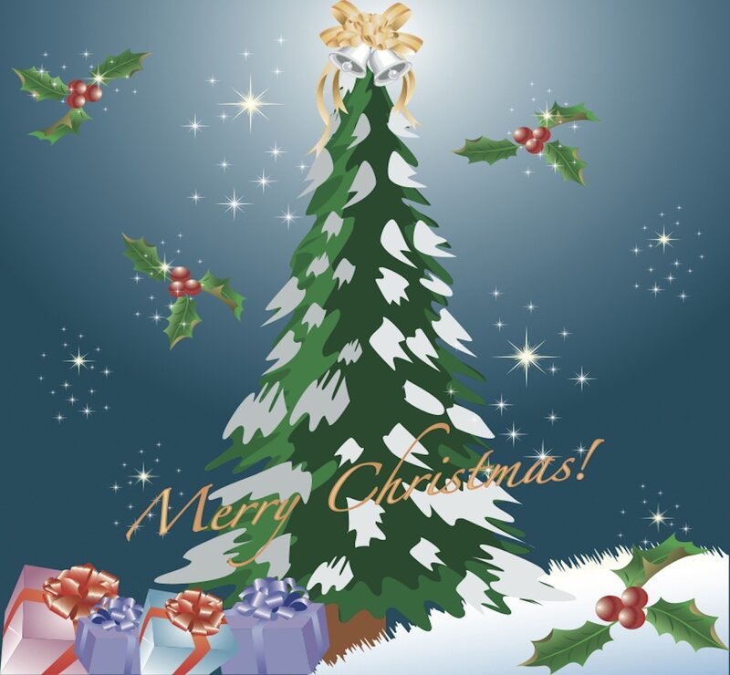 Christmas Tree with Gifts — Green, Festive, Winter, Vector Art