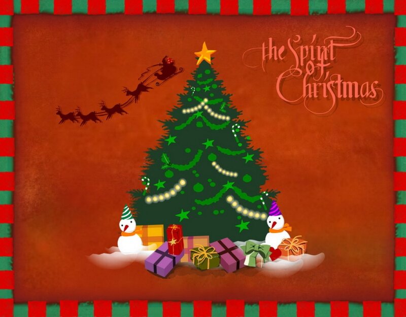 Christmas Tree with Gifts — Red, Festive, Night