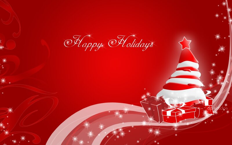 Christmas Tree with Gifts — Red, Festive, Winter, Digital Art, Star, Sparkles, White