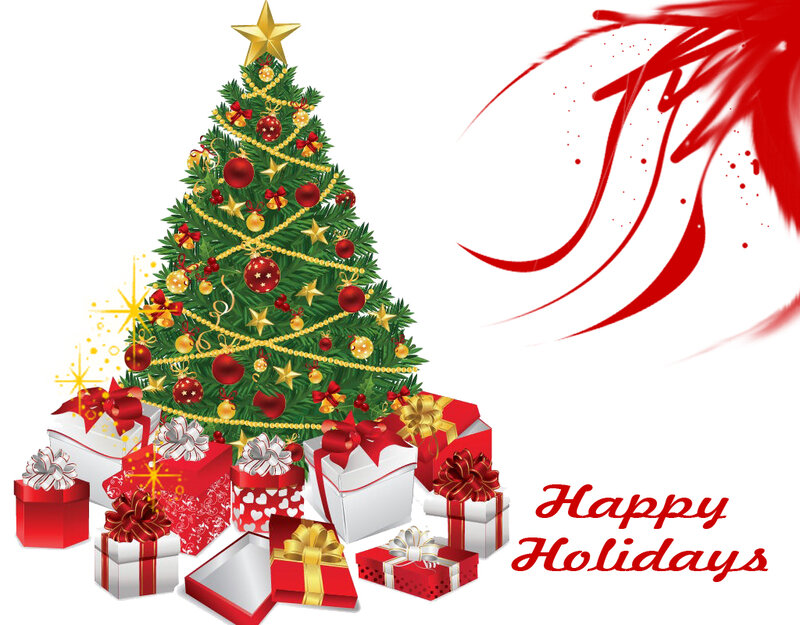 Christmas Tree with Gifts — Red, Festive, Winter