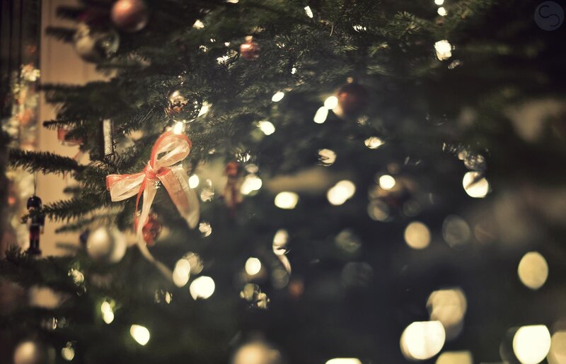 Christmas tree with lights and ornaments