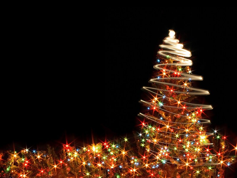 Christmas Tree with Lights — Black, Festive