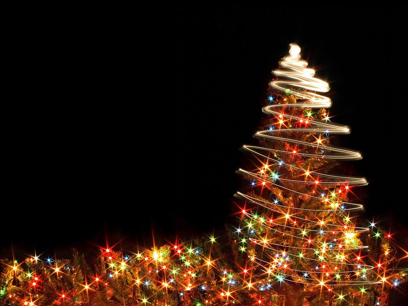 Christmas Tree with Lights — Black