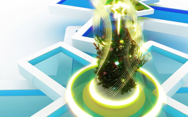 Christmas Tree with Lights — Blue