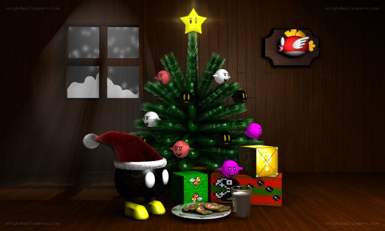 Christmas tree with Mario characters