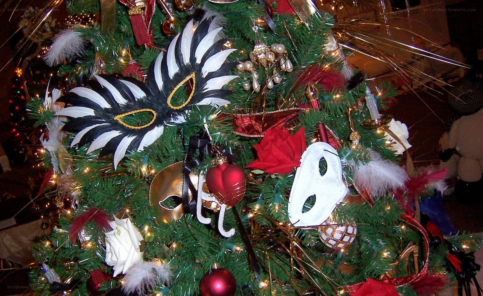 Christmas tree with masquerade masks