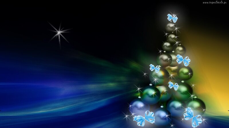 Christmas Tree with Ornaments — Blue, Festive, Night