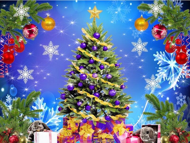 Christmas Tree with Ornaments — Blue