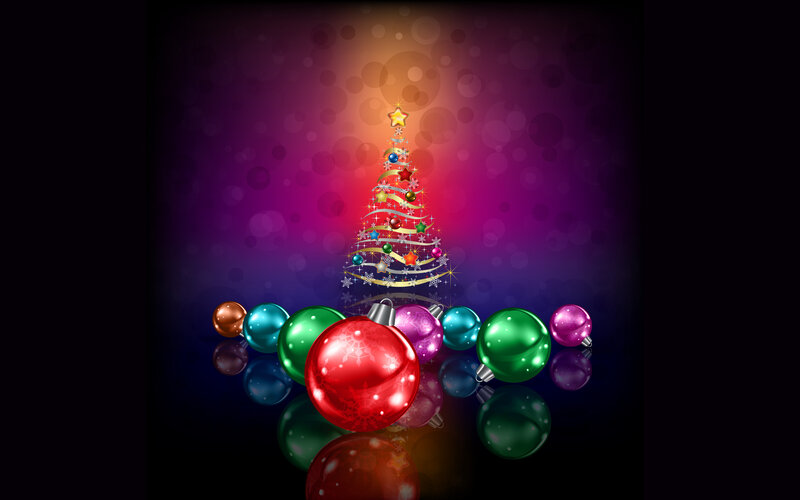 Christmas Tree with Ornaments — Purple