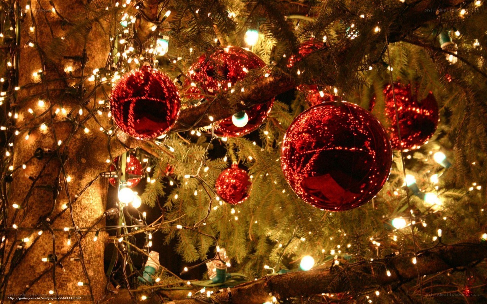Christmas tree with red ornaments