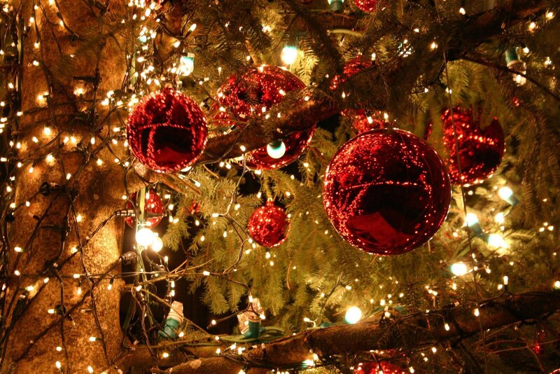Christmas tree with red ornaments