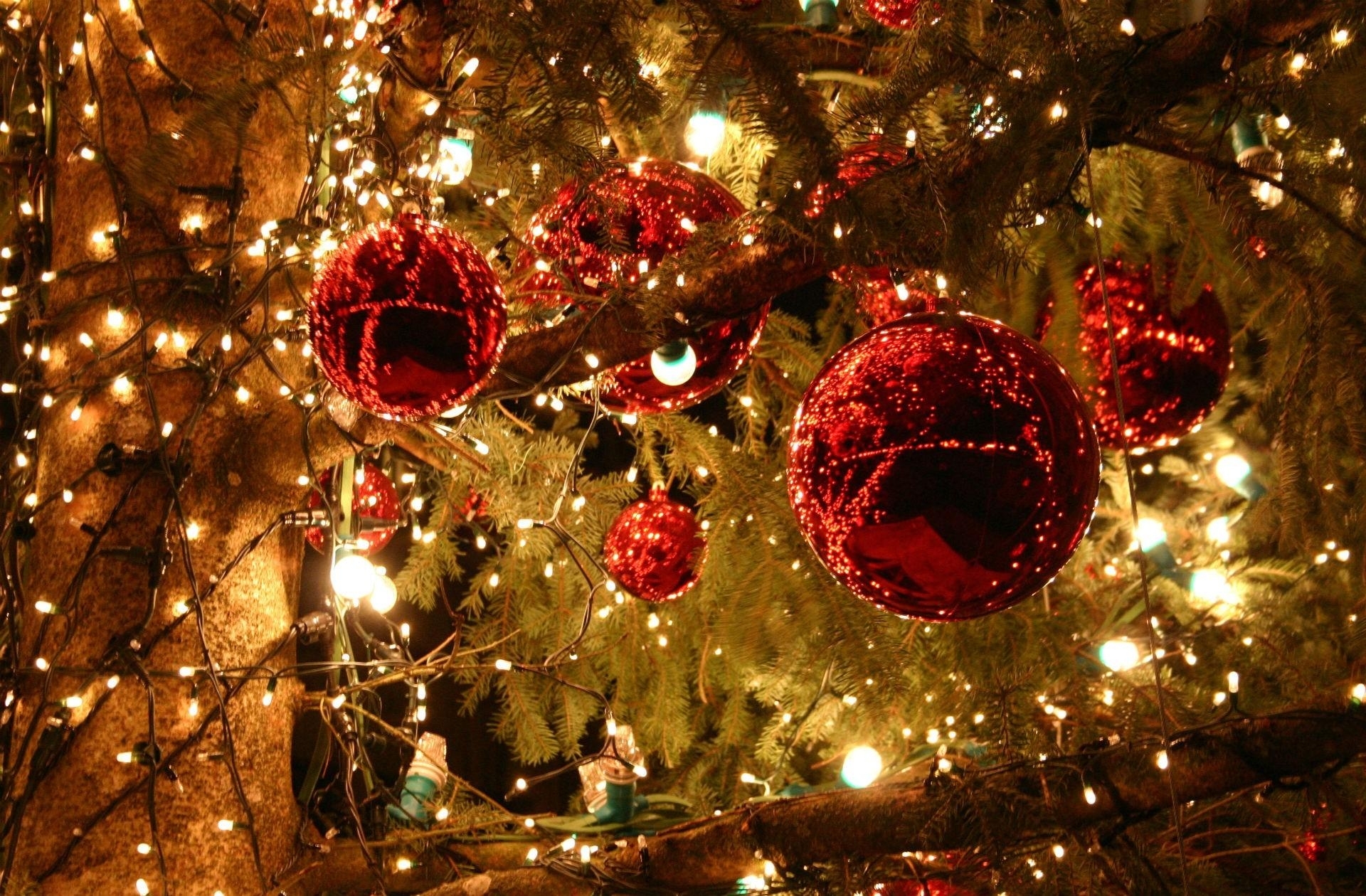 Christmas tree with red ornaments