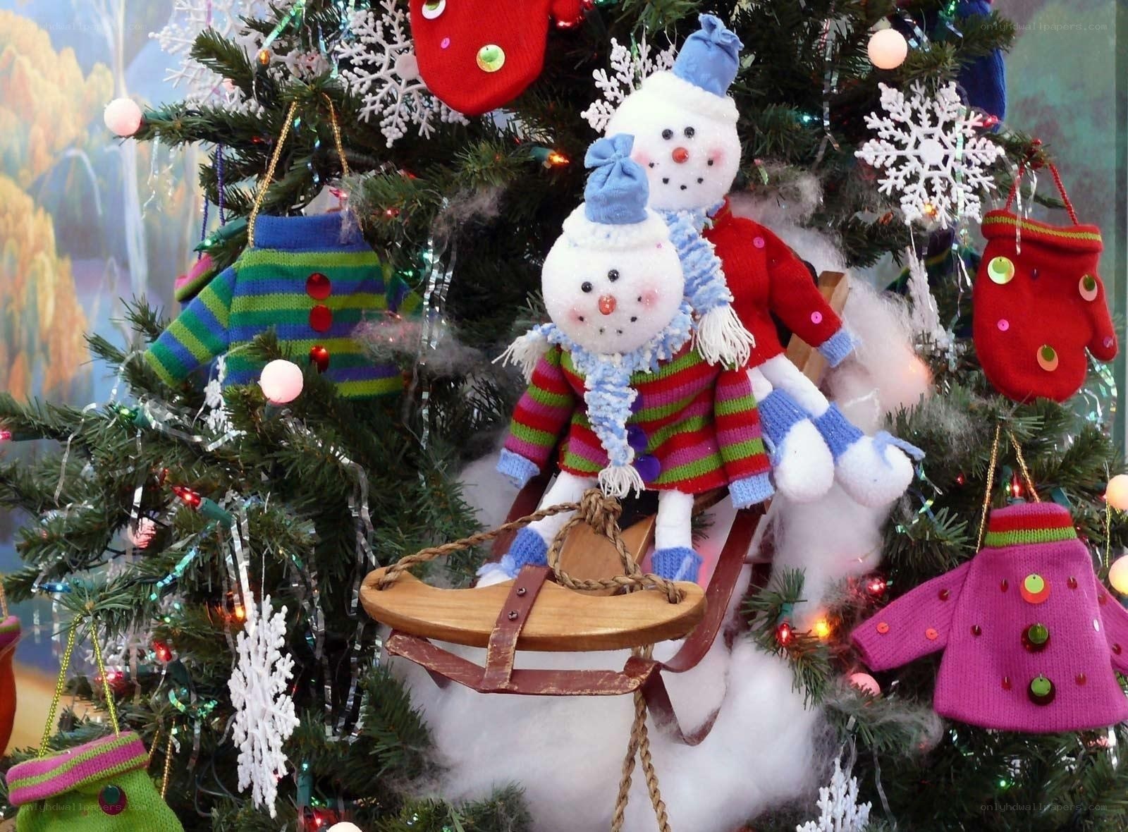 Christmas tree with snowmen ornaments