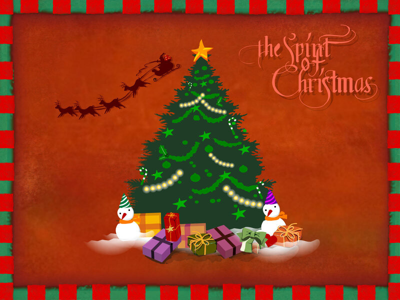 Christmas Tree with Snowmen — Red