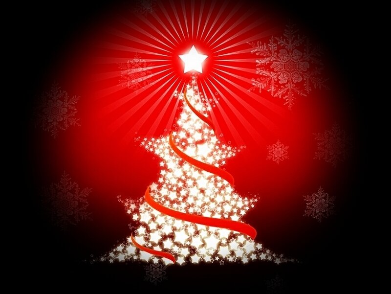 Christmas tree with star and snowflakes