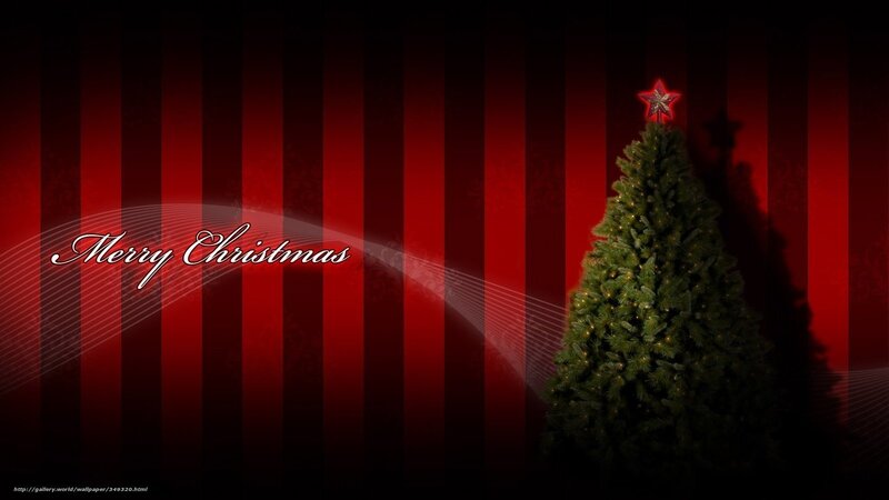 Christmas Tree with Star — Red, Festive, Night, Digital Art, Text