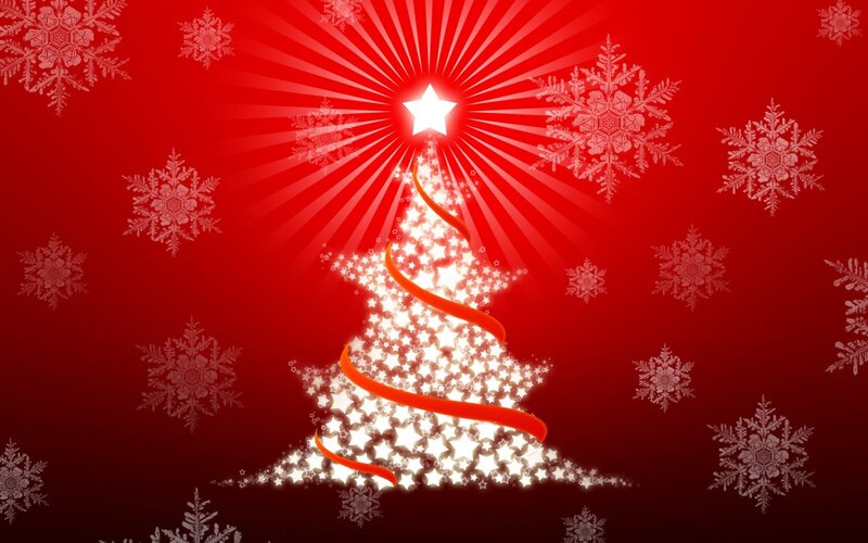 Christmas Tree with Star — Red, Festive