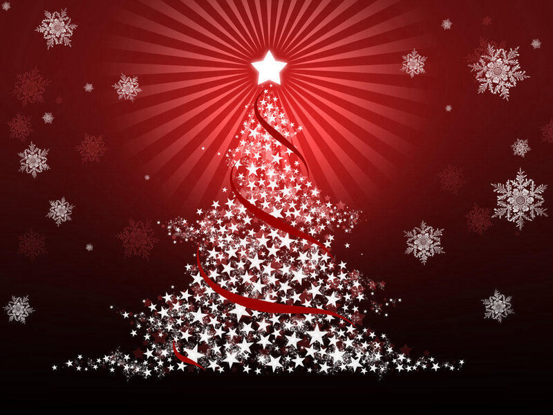 Christmas tree with stars and snowflakes