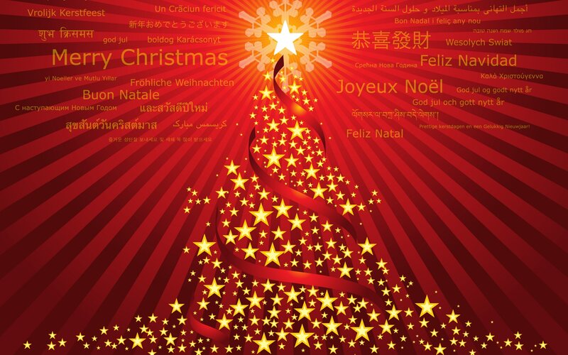 Christmas Tree with Stars — Red, Festive