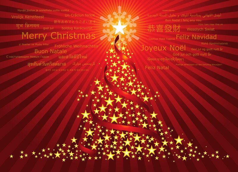 Christmas Tree with Stars — Red
