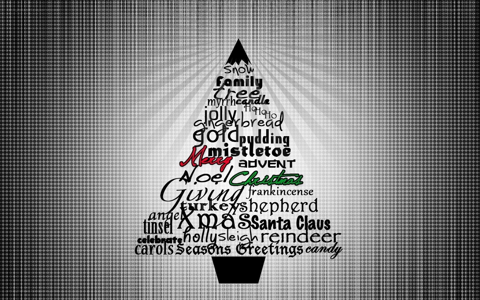 Christmas tree word art