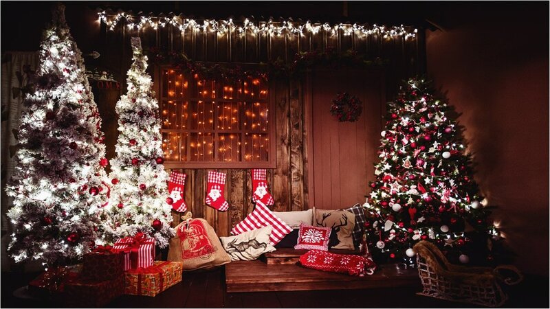 Christmas Trees and Decorations — Red, Festive