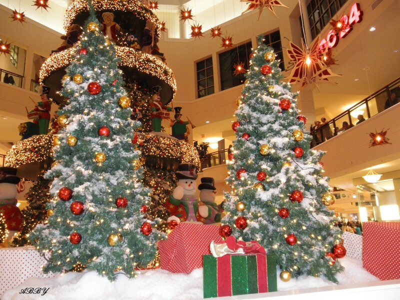 Christmas Trees in Mall — Green