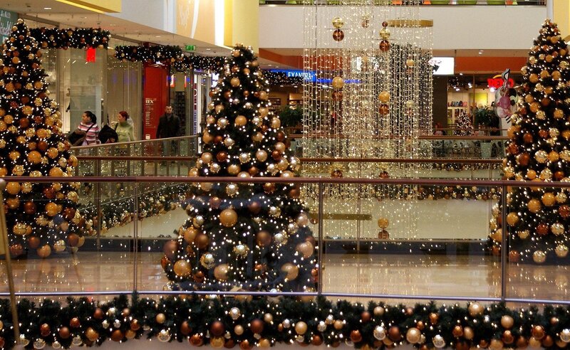 Christmas trees in shopping mall