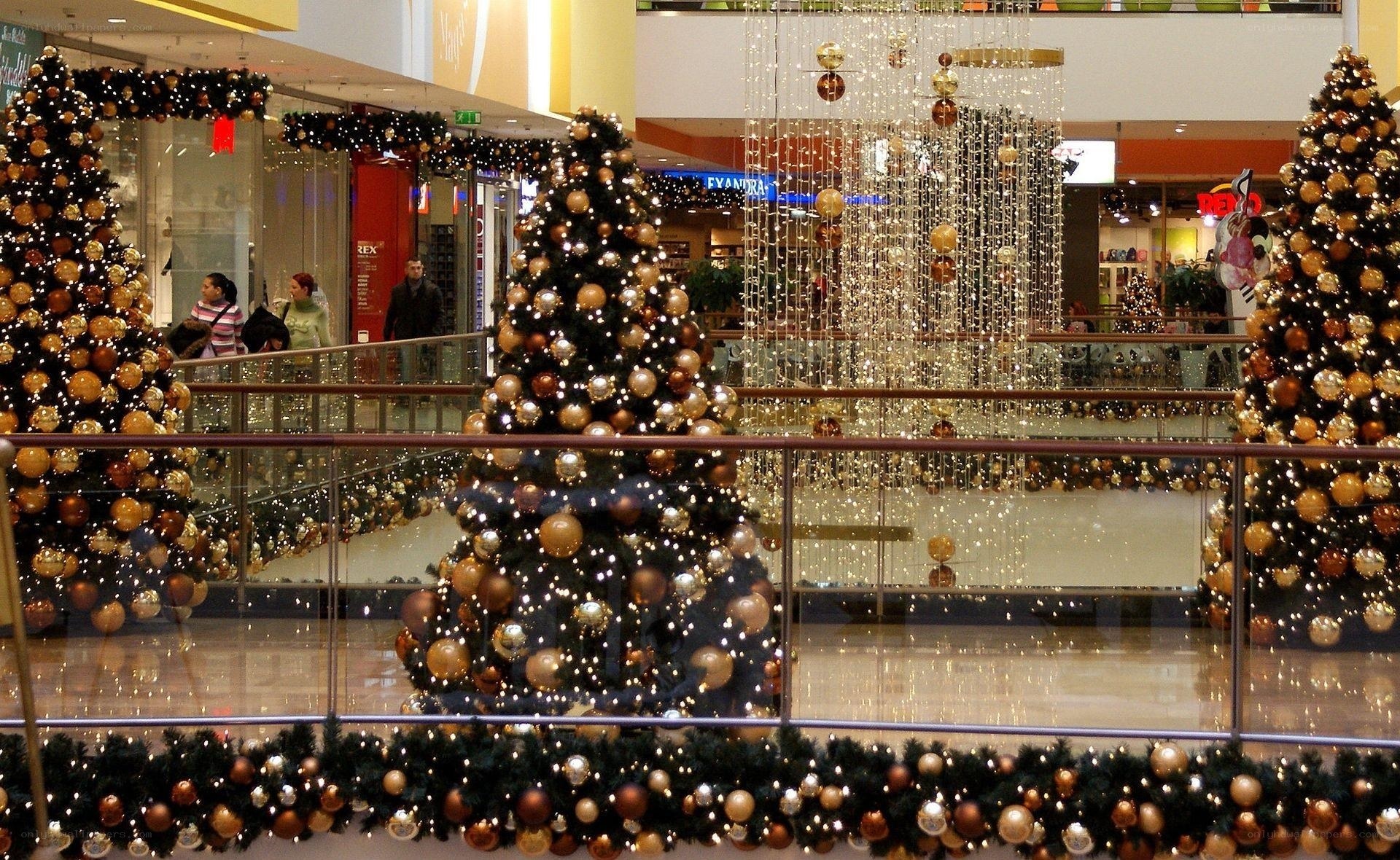 Christmas trees in shopping mall