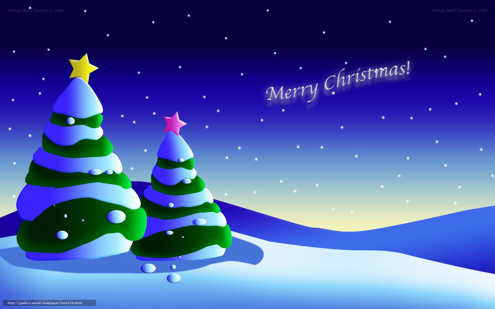 Christmas trees in snow