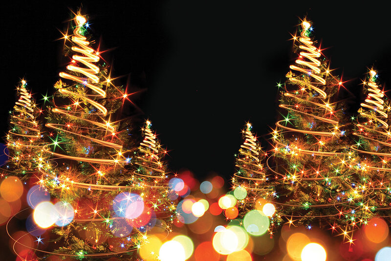 Christmas Trees with Lights — Green