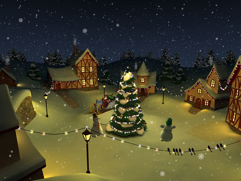 Christmas village at night