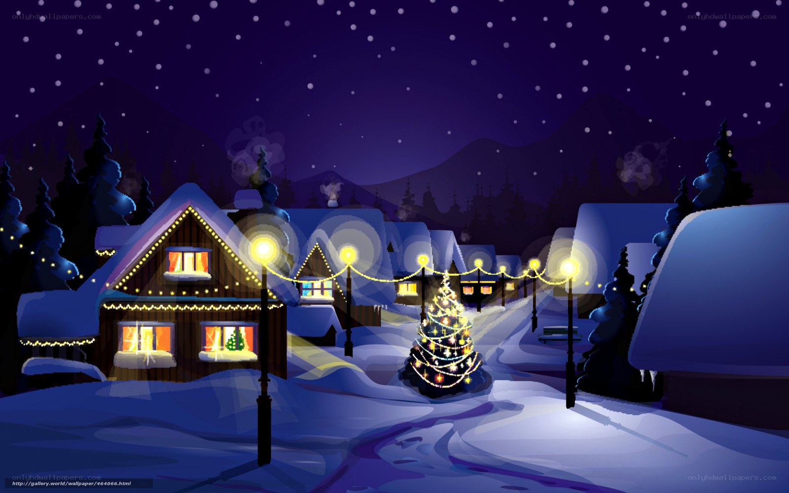 Christmas village at night