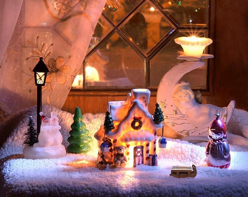 Christmas Village Display — White, Cozy