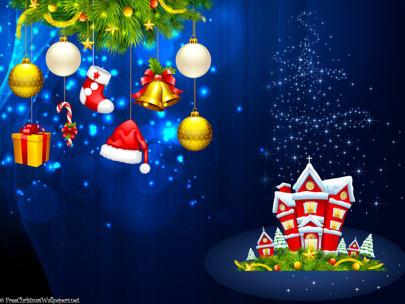 Christmas Village Scene — Blue