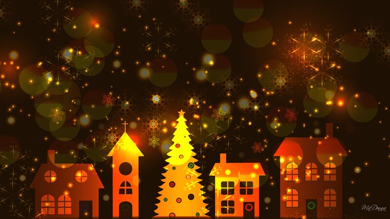 Christmas Village Scene — Orange