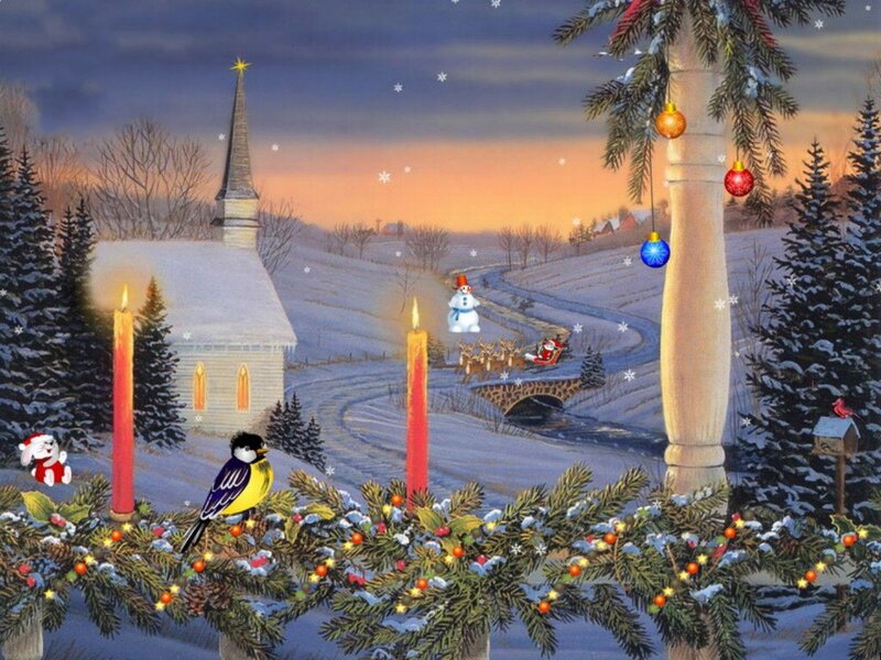 Christmas Village Scene — White